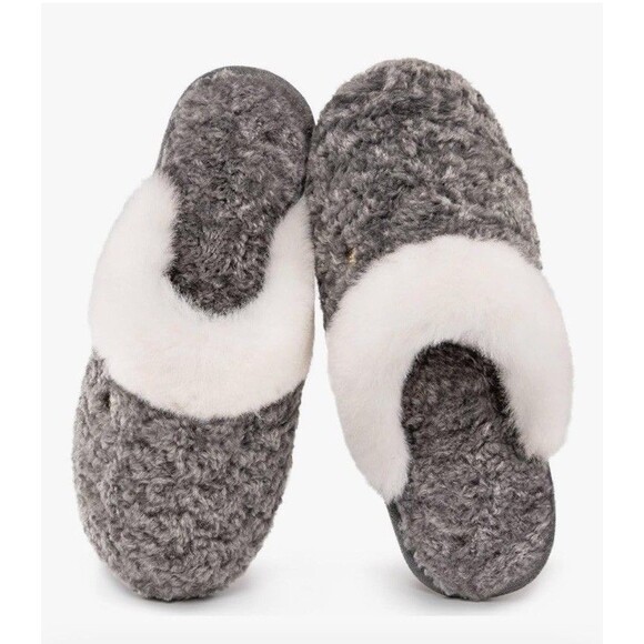 Slippers Cute Memory Foam Fuzzy House Bedroom Womens 7-8 Grey Comfy Cozy - Picture 1 of 7